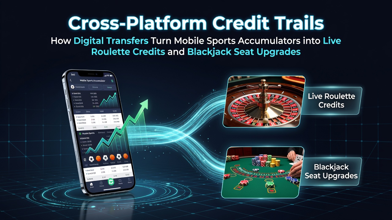 Diagram showing credit flow from sports betting apps to live casino tables via digital transfers