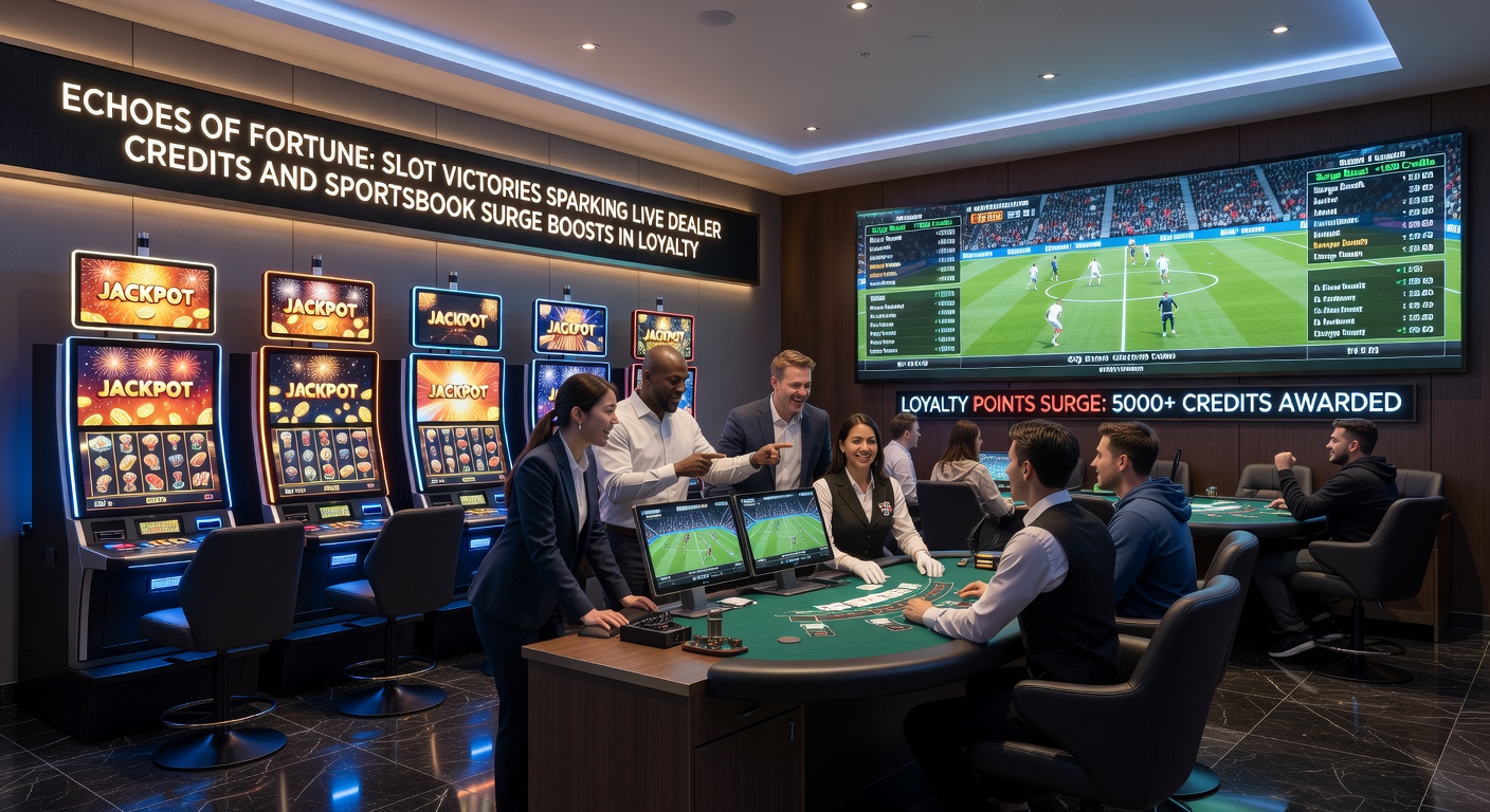 Dynamic split-screen showing a slot win transitioning to a sports betting interface with boosted odds on a football match, highlighting loyalty program integration