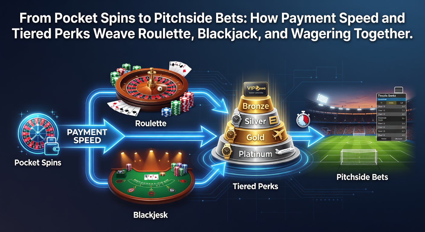 Illustration showing fast payment flows connecting mobile roulette spins to live blackjack tables and sports wagers