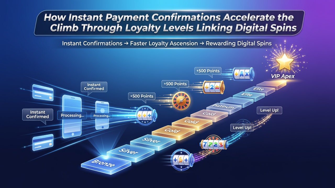 Diagram depicting loyalty point flow from slot machines through live casino action to sports betting wagers enabled by instant payments