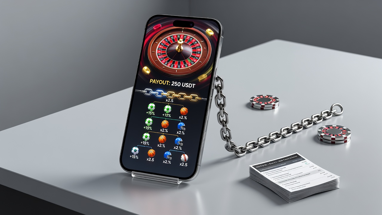 Diagram illustrating wallet chain flow from roulette payout to layered sports accumulator bonuses