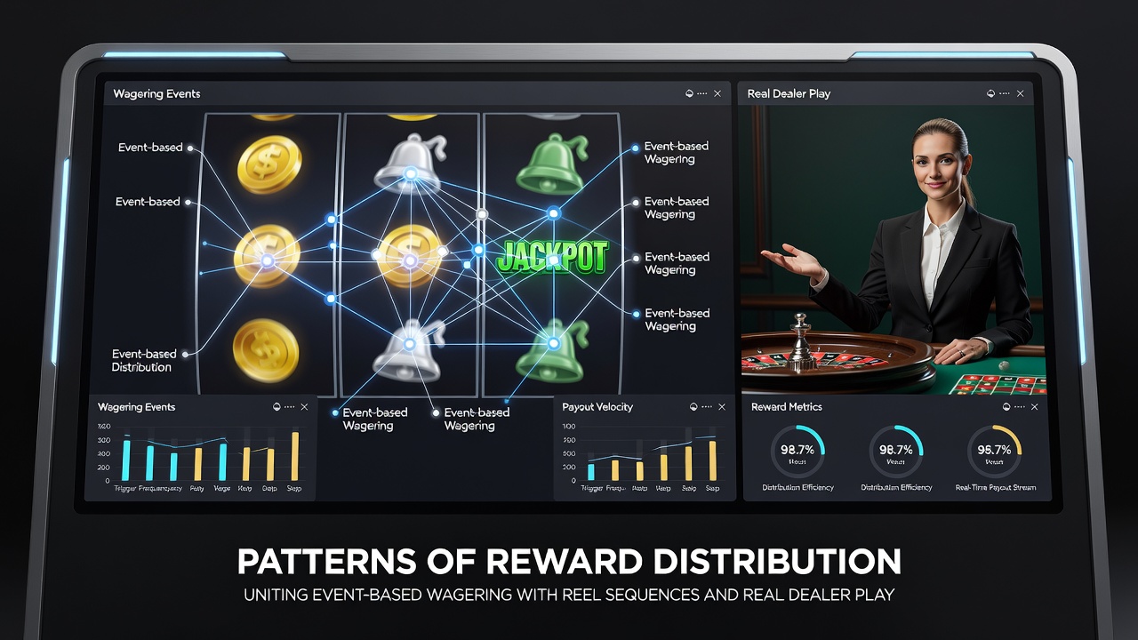 Diagram illustrating reward flow from event wagers through reel sequences into live dealer credits on mobile
