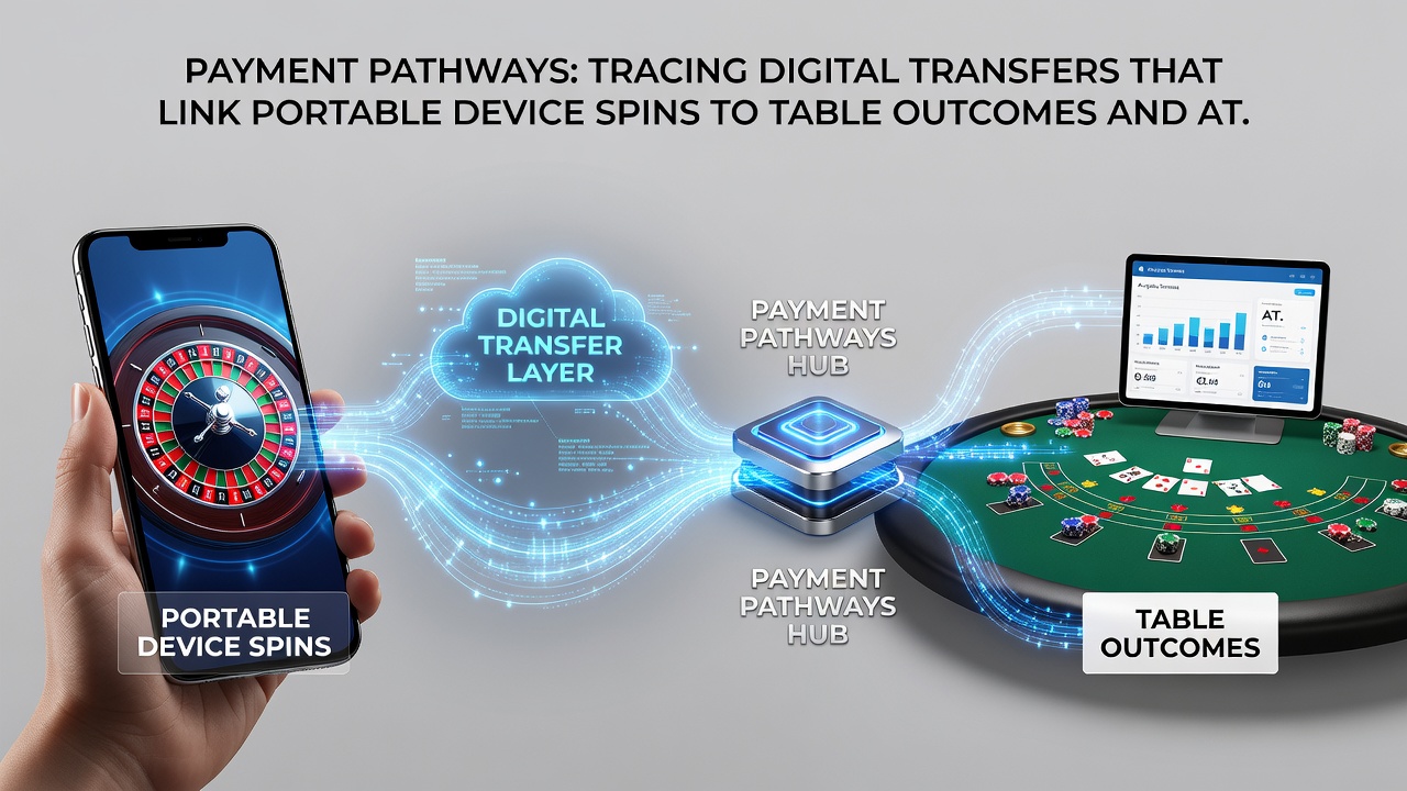 Flow diagram showing how digital transfers link mobile spins to table outcomes and sports event rewards in integrated gambling platforms
