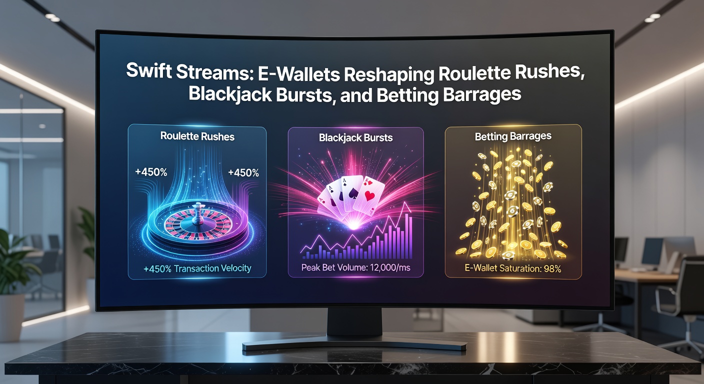 Close-up of a blackjack hand on a digital table with an overlay showing e-wallet deposit confirmation popping up instantly, alongside roulette and betting icons