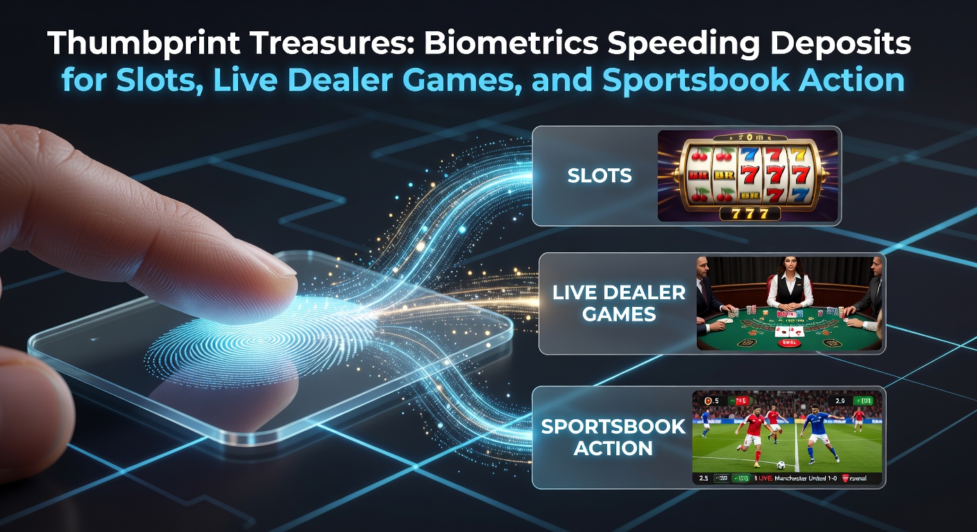 A close-up of a smartphone screen displaying a fingerprint scanner overlay on a casino app deposit interface, with slot reels and sports odds visible in the background