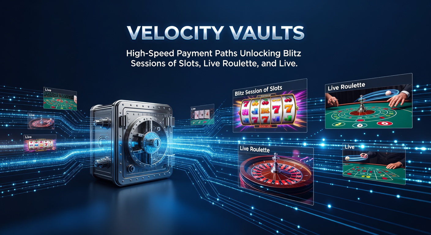 Vibrant slot reels spinning furiously alongside live roulette tables and dynamic betting odds boards, fueled by velocity vault payments