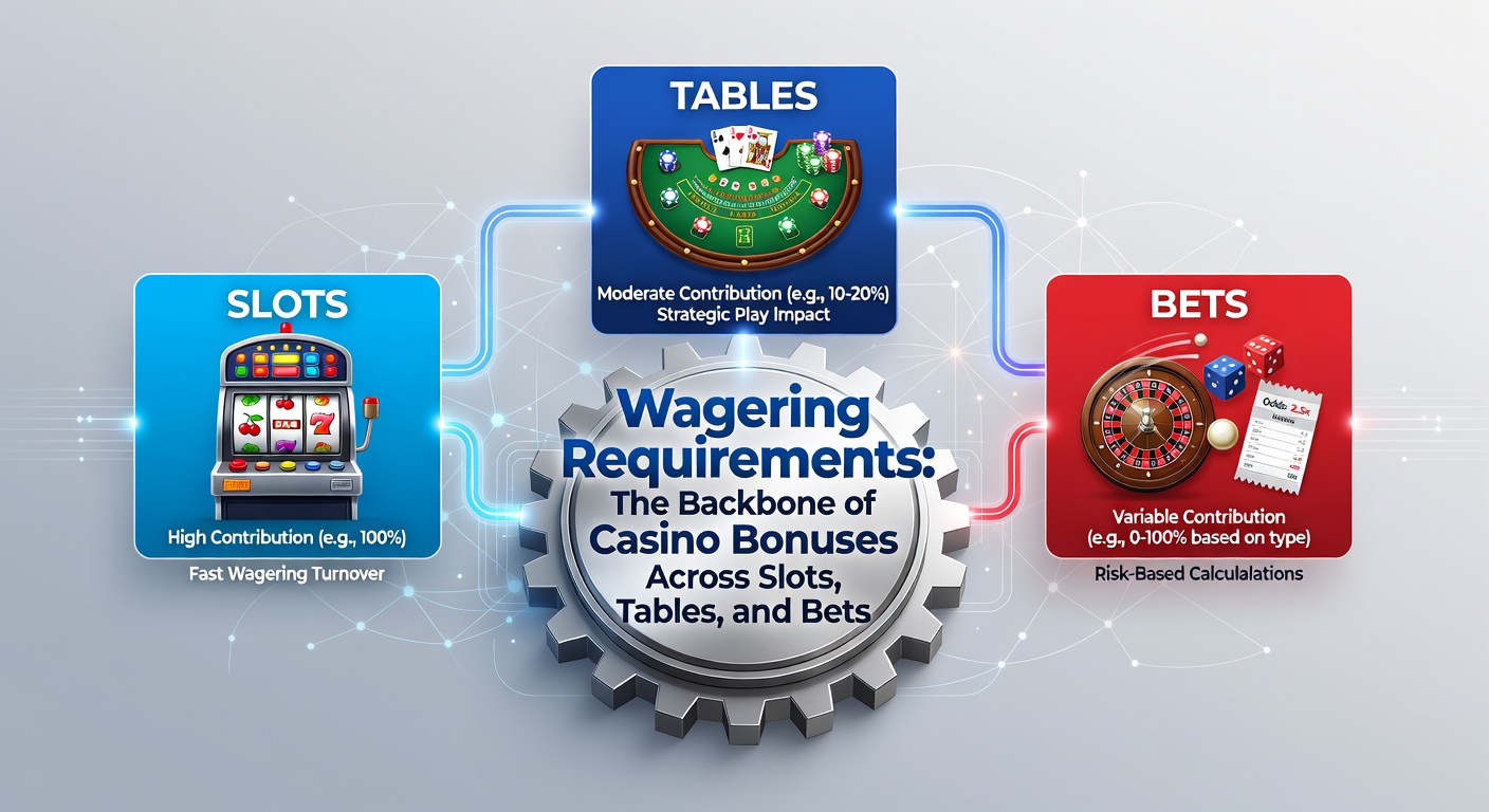 Chart comparing wagering contributions for table games like blackjack, roulette, and poker in casino bonuses