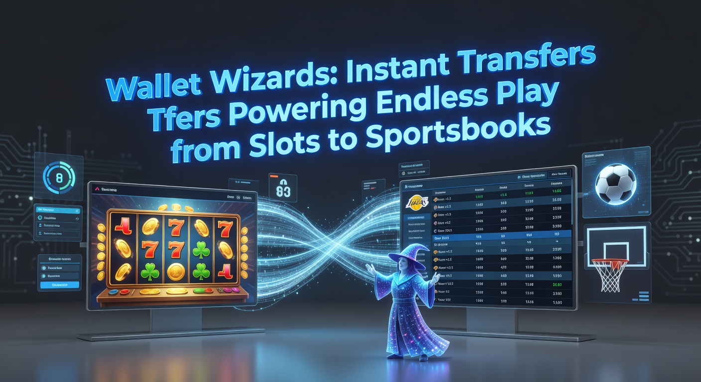 Digital wallet interface showing instant transfer between slot games and sportsbook odds on a mobile screen